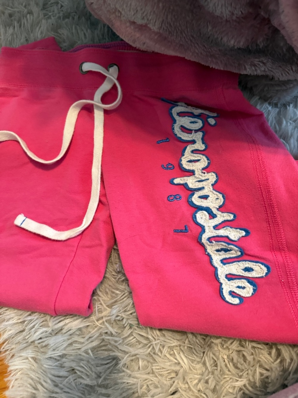 Aeropostale Pink Logo-Embroidered Lounge Bottoms - Brand Unspecified